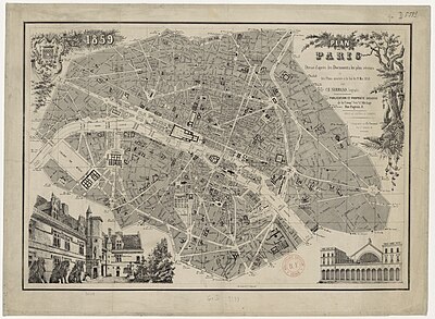 Plan de Paris en 1859.
