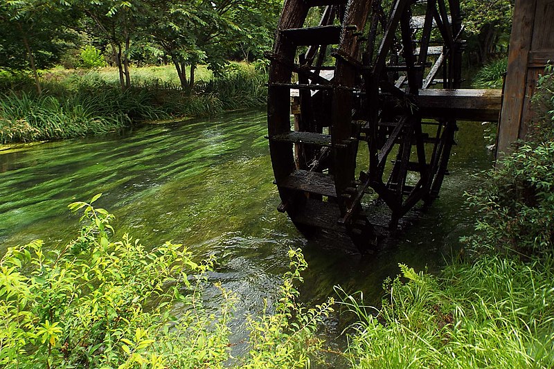 File:2016-07-03 Daio Wasabi Farm 大王わさび農園 蓼川と水車小屋 DSCF0246.jpg