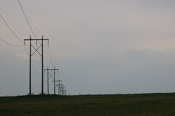 Power lines and prairie in Rocky View County