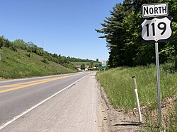 2022-06-04 12 26 12 View north along U.S. Route 119 at Pennsylvania State Route 410 in Henderson Township, Jefferson County, Pennsylvania.jpg