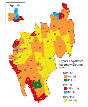 2023 Tripura Legislative Assembly Election Result Map.svg