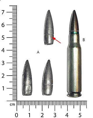 <span class="mw-page-title-main">7.62×51mm NATO</span> Rimless, centerfire, bottlenecked rifle cartridge