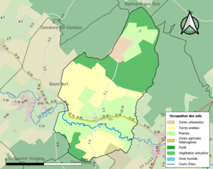 Carte des infrastructures et de l'occupation des sols de la commune en 2018 (CLC).