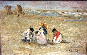 Children on the beach by Arina Hugenholtz c. 1920