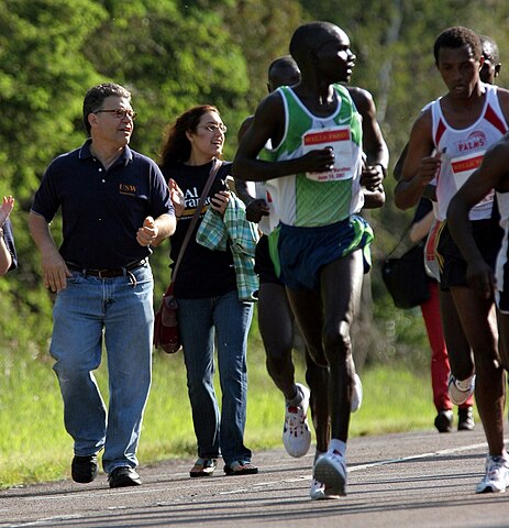 Al Franken and Wesley Ngetich Kimutai in the 2007 Grandma's Marathon.jpg
