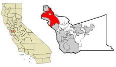 Alameda County California Incorporated and Unincorporated areas Oakland Highlighted.svg
