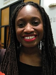 Aleshea Harris, účastnice diskuse pro Theatre Talks: Dramatici, v knihovně Schomburg v Harlemu v New Yorku, 22. ledna 2018