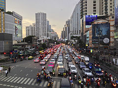 Left-hand traffic in Bangkok, Thailand