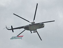 Mi-8 helicopter flying the Abkhazian flag Apsny Flag With Helicopter.jpg