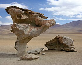 Bolivya altiplanosunda Árbol de Piedra.