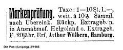 Филателистическое объявление А. Вюльберна в газете «Die Post» (Лейпциг, 1905)