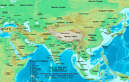 A map showing Arakan as a neighbor to the kingdoms of the Ganges delta in 200 CE