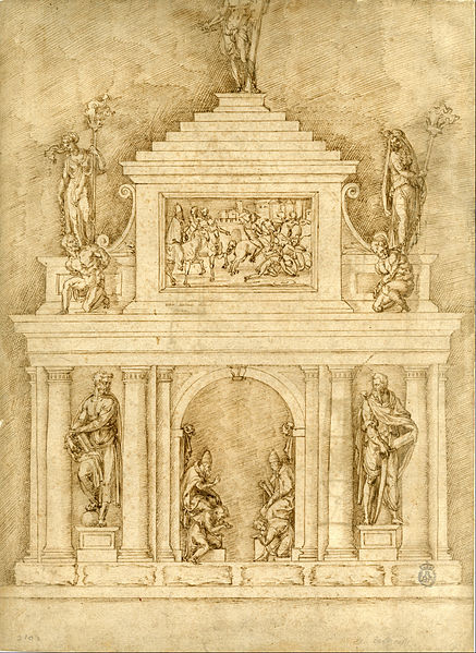Baccio Bandinelli – Drawing of monument for Pope Leo X and Clement VII