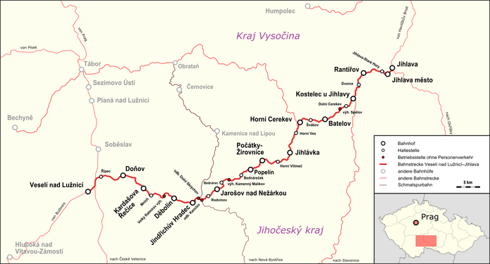 Bahnstrecke Veselí nad Lužnicí–Jihlava