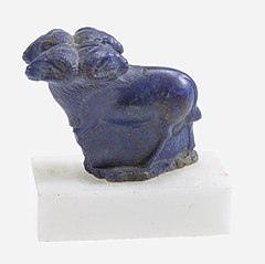 An amulet depicting Banebdjedet as a ram with four heads, Late Period. Metropolitan Museum of Art