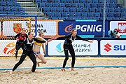 Deutsch: Beachhandball Europameisterschaften 2019 (Beach handball Euro); Tag 3: 4. Juli 2019 – Frauen, Hauptrunde Gruppe II, Deutschland-Spanien 1:2 (18:24, 24:14, 8:9) English: Beach handball Euro; Day 3: 4 July 2019 – Women Main Round Group II – Germany-Spain 1:2 (18:24, 24:14, 8:9)