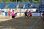 Deutsch: Beachhandball Europameisterschaften 2019 (Beach handball Euro); Tag 1: 2. Juli 2019 – Männer, Vorrunde Gruppe D, Polen-Schweden 2:1 (18:10, 15:9; 8:6) English: Beach handball Euro; Day 1: 2 July 2019 – Men Preliminary Round Group D – Poland-Sweden 2:1 (18:10, 15:9; 8:6)