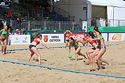 Deutsch: Beachhandball Europameisterschaften 2019 (Beach handball Euro); Tag 2: 3. Juli 2019 – Frauen, Vorrunde Gruppe D, Ukraine-Deutschland 2:0 (23:22, 32:24) English: Beach handball Euro; Day 2: 3 July 2019 – Women Preliminary Round Group D – Ukraine-Germany 2:0 (23:22, 32:24)