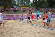 Deutsch: Beachhandball bei den Olympischen Jugendspielen 2018; Tag 5, 10. November 2018; Jungs, Platzierungsrunde - Uruguay-Italien 1:2 English: Beach handball at the 2018 Summer Youth Olympics at 11 October 2018 – Boys Consolation Round – Uruguay-Italy 1:2