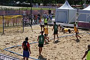 Deutsch: Beachhandball bei den Olympischen Jugendspielen 2018; Tag 4, 10. Oktober 2018; Jungs, Vorrunde, Gruppe B - Portugal-Paraguay 2:0 English: Beach handball at the 2018 Summer Youth Olympics at 10 October 2018 – Boys Preliminary Round Group B – Portugal-Paraguay 2:0