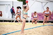 Deutsch: Beachhandball bei den Olympischen Jugendspielen 2018; Tag 5, 10. November 2018; Mädchen, Hauptrunde - Chinese Taipei (Taiwan)-Paraguay 2:0 English: Beach handball at the 2018 Summer Youth Olympics at 11 October 2018 – Girls Main Round – Chinese Taipei (Taiwan)-Paraguay 2:0