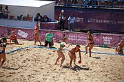 Deutsch: Beachhandball bei den Olympischen Jugendspielen 2018; Tag 4, 10. Oktober 2018; Mädchen, Vorrunde, Gruppe A - Ungarn-Chinese Taipei (Taiwan) 2:0 English: Beach handball at the 2018 Summer Youth Olympics at 10 October 2018 – Girls Preliminary Round Group A‎ – Hungary-Chinese Taipei 2:0