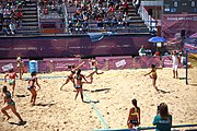 Deutsch: Beachhandball bei den Olympischen Jugendspielen 2018; Tag 4, 10. Oktober 2018; Mädchen, Vorrunde, Gruppe A - Ungarn-Chinese Taipei (Taiwan) 2:0 English: Beach handball at the 2018 Summer Youth Olympics at 10 October 2018 – Girls Preliminary Round Group A‎ – Hungary-Chinese Taipei 2:0