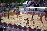 Deutsch: Beachhandball bei den Olympischen Jugendspielen 2018; Tag 4, 10. Oktober 2018; Mädchen, Vorrunde, Gruppe A - Ungarn-Chinese Taipei (Taiwan) 2:0 English: Beach handball at the 2018 Summer Youth Olympics at 10 October 2018 – Girls Preliminary Round Group A‎ – Hungary-Chinese Taipei 2:0