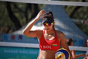 Deutsch: Beachvolleyball bei den Olympischen Jugendspielen 2018; Tag 8, 14. Oktober 2018; Mädchen, Achtelfinale – Bolivien-Puerto Rico 0:2 (18–21/18–21 ) English: Beach volleyball at the 2018 Summer Youth Olympics at 14 October 2018 – Girls Round of 16 – Bolivia-Puerto Rico 0:2 (18–21/18–21 )
