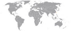 Карта, показваща местоположенията на Белиз и Тайван