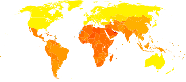 Global disability-adjusted life year for benign prostatic hyperplasia per 100,000 inhabitants in 2004