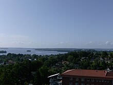 Plön from the Parnass Tower with Plön Lake and Plön Castle in the centre