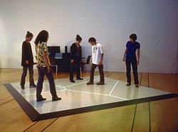 Boundary Functions (1998) interactive floor projection by Scott Snibbe at the NTT InterCommunication Center in Tokyo. Boundaryfunctions 1.jpg