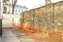 Walls of the ghetto, last section demolished in 2006 BudapestGhettowall.jpg