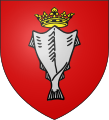 Coat of arms of Iceland 1593-1903: Gules, a stockfish argent crowned or