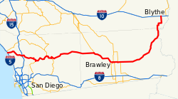Mapa da rota 78 do estado da Califórnia