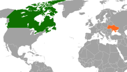 Carte indiquant les emplacements du Canada et de l'Ukraine