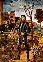 Vittore Carpaccio, "Young knight in a landscape" (Francesco Maria della Rovere (?), c. 1510, Madrid, Museo Thyssen Bornemisza