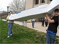 Cardboard boats can be light, but still very awkward to carry .. especially up and down hills to lakes