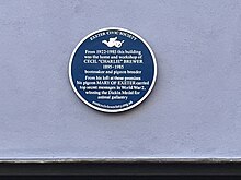 A Blue Plaque from Exeter Civic Society to commemorate the partnership of a heroic animal and its owner Cecil 'Charlie' Brewer. It is the first such plaque and marks a unique site and chapter in Exeter's Second World War history Charlie Brewer Blue Plaque.jpg