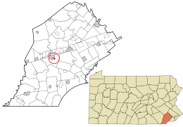 Placering i Chester County og den amerikanske delstat Pennsylvania