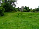 Clavering Essex, view from castle mound to church.JPG