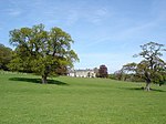 The manor house viewed over the parkland