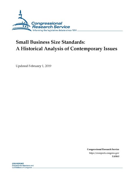 File:Congressional Research Service Report R40860 - Small Business Size Standards - A Historical Analysis of Contemporary Issues.pdf