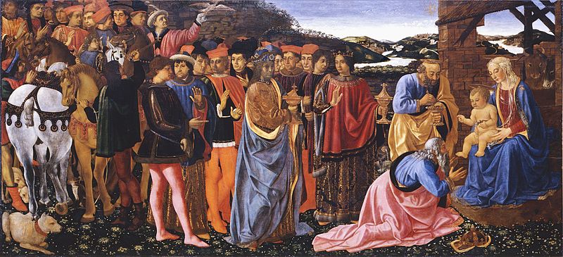 File:Cosimo Rosselli Adorazione dei Magi c. 1470, 101 x 217cm Galleria degli Uffizi.jpg