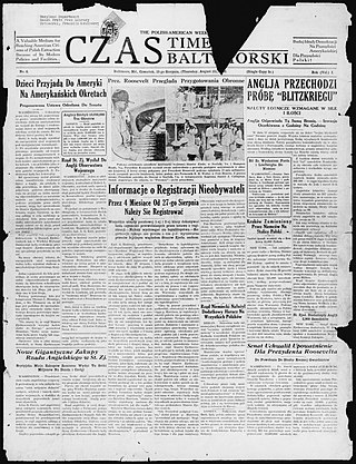 <i>Czas Baltimorski</i> 1941 Polish-language newspaper from Baltimore
