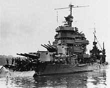 Damaged USS Minneapolis (CA-36) at Tulagi on 1 December 1942, after the Battle of Tassafaronga (80-G-211215).jpg