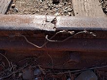 Damaged rail Damaged rail on Union Pacific tracks in Santa Cruz.gk.jpg