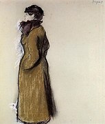 Mujer con ropa de calle, retrato de Ellen Andrée, 1879, pastel