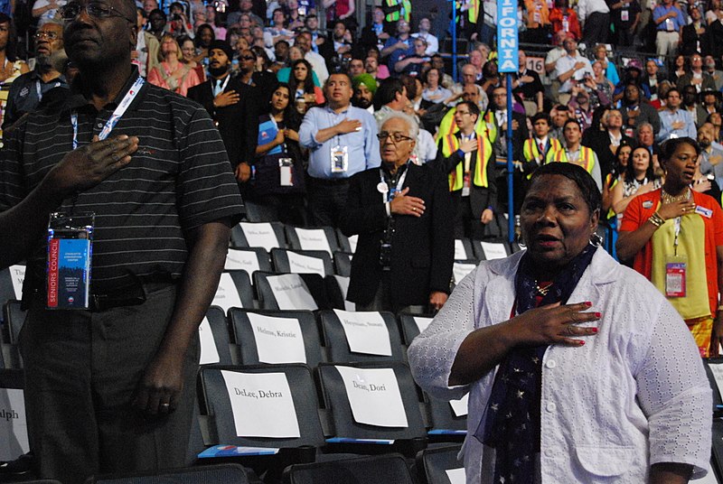 File:Delegates recite the Pledge of Allegiance at the opening of the Democratic National Convention.jpg